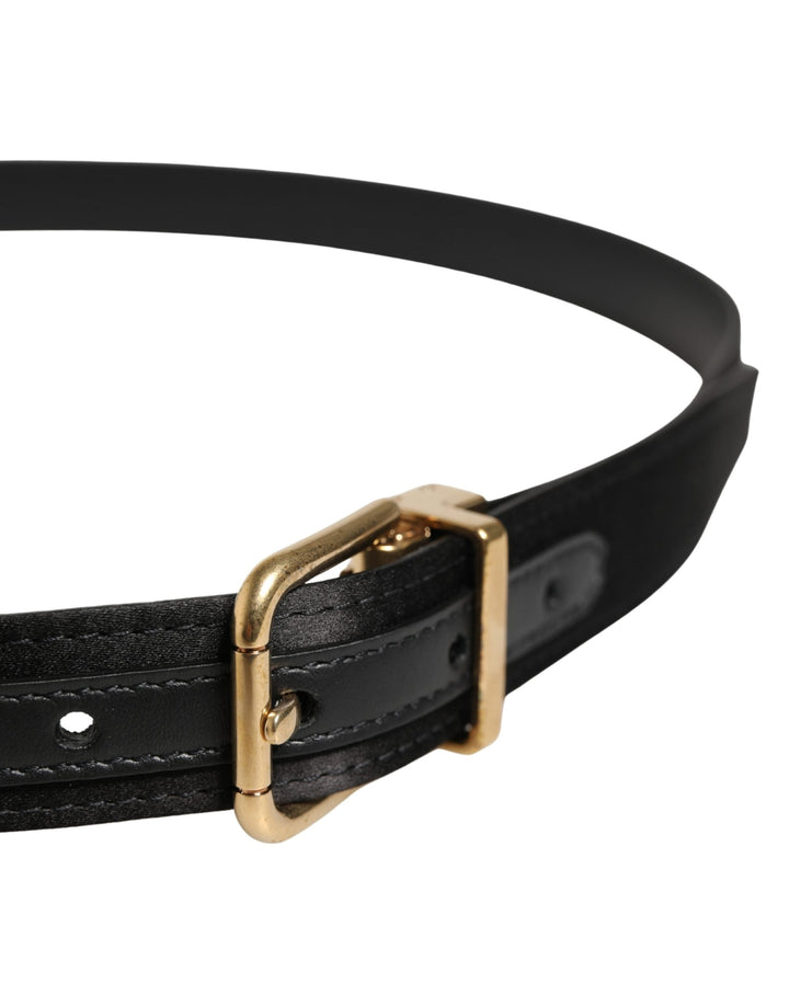 Dolce &amp; Gabbana Men Black Classic Viscose Metal Buckle Belt