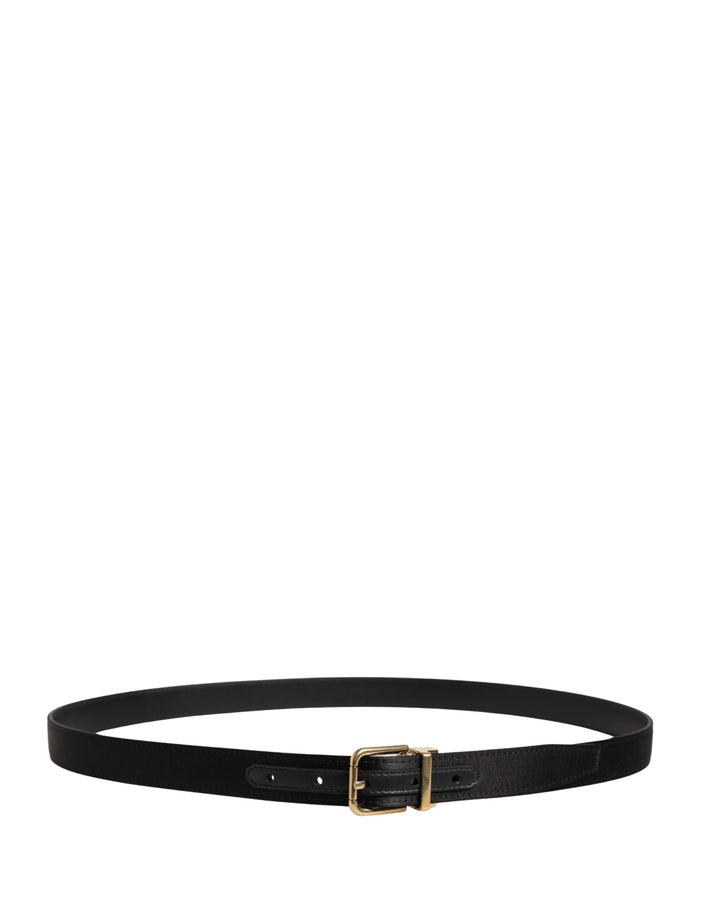 Dolce &amp; Gabbana Men Black Classic Viscose Metal Buckle Belt