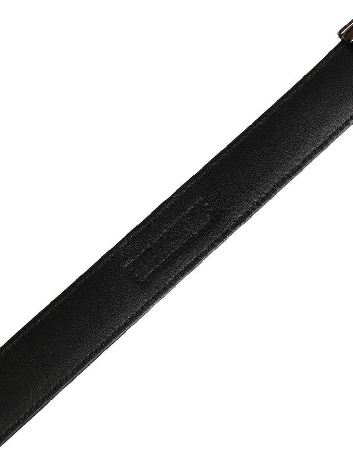 Dolce &amp; Gabbana Men Black Classic Viscose Metal Buckle Belt