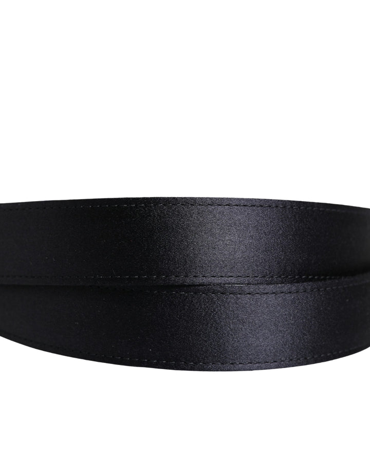Dolce &amp; Gabbana Men Black Classic Viscose Metal Buckle Belt