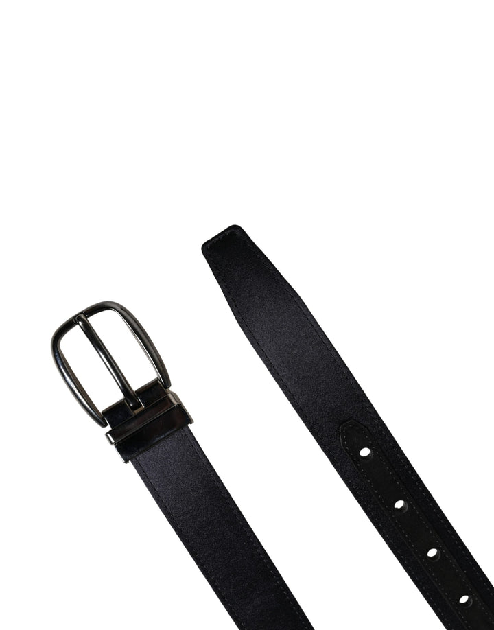 Dolce &amp; Gabbana Men Black Classic Viscose Metal Buckle Belt
