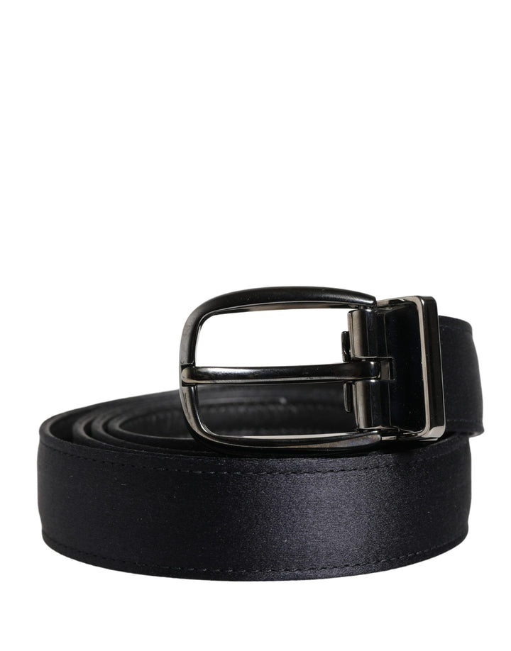 Dolce &amp; Gabbana Men Black Classic Viscose Metal Buckle Belt
