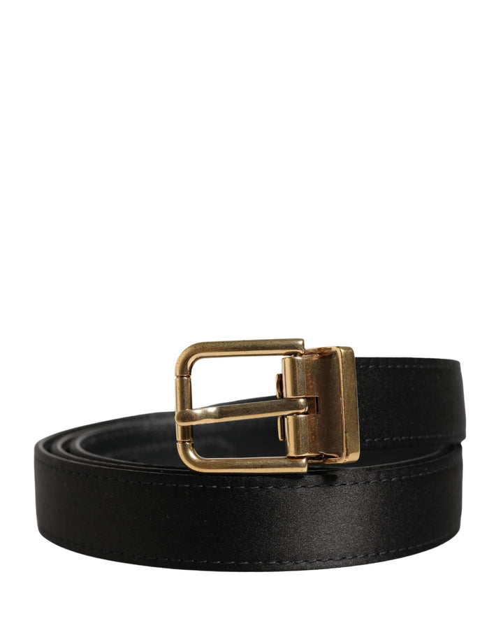 Dolce &amp; Gabbana Men Black Classic Viscose Metal Buckle Belt