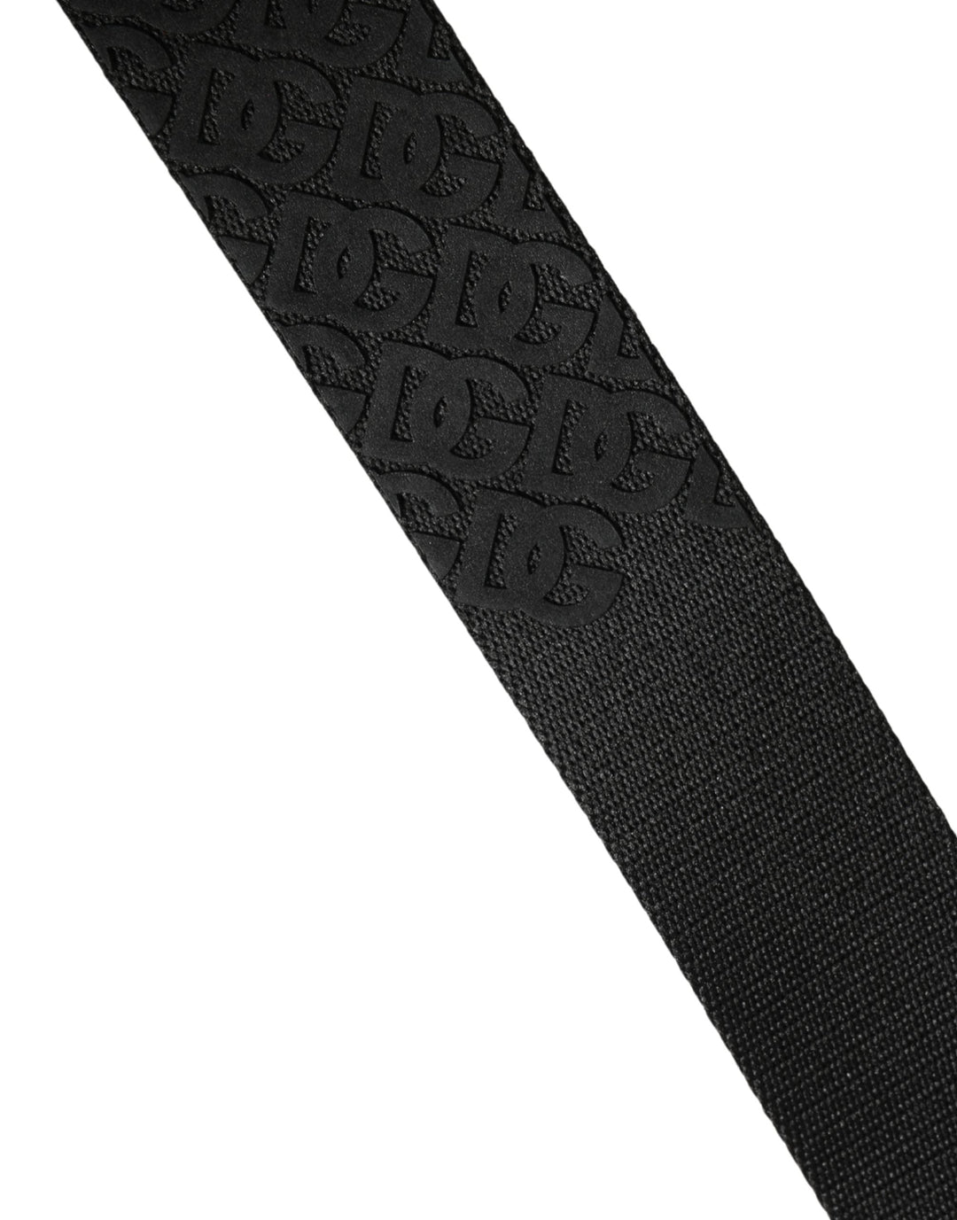 Dolce &amp; Gabbana Men Black Dg Logo Polyester Metal Buckle Belt