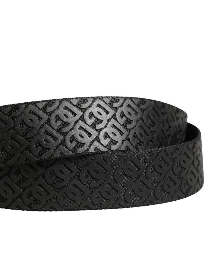 Dolce &amp; Gabbana Men Black Dg Logo Polyester Metal Buckle Belt