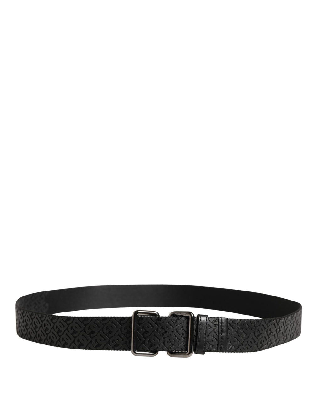 Dolce & Gabbana Men Black Dg Logo Polyester Metal Buckle Belt