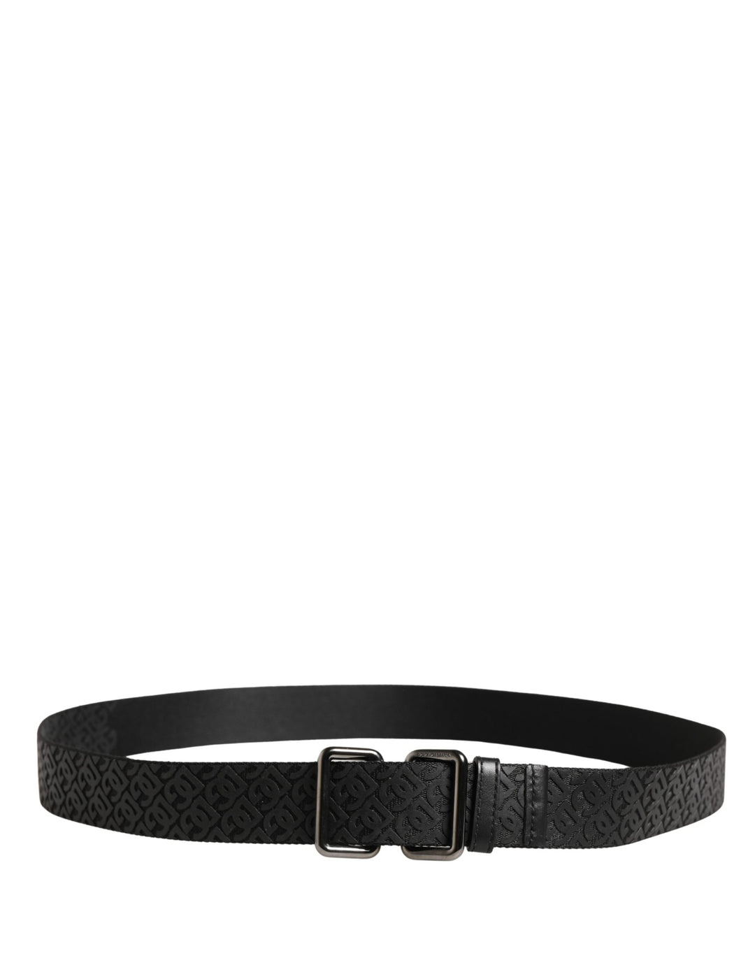 Dolce &amp; Gabbana Men Black Dg Logo Polyester Metal Buckle Belt