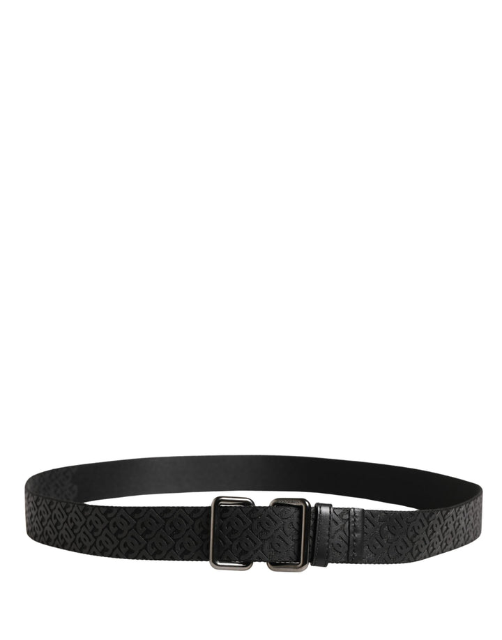 Dolce &amp; Gabbana Men Black Dg Logo Polyester Metal Buckle Belt