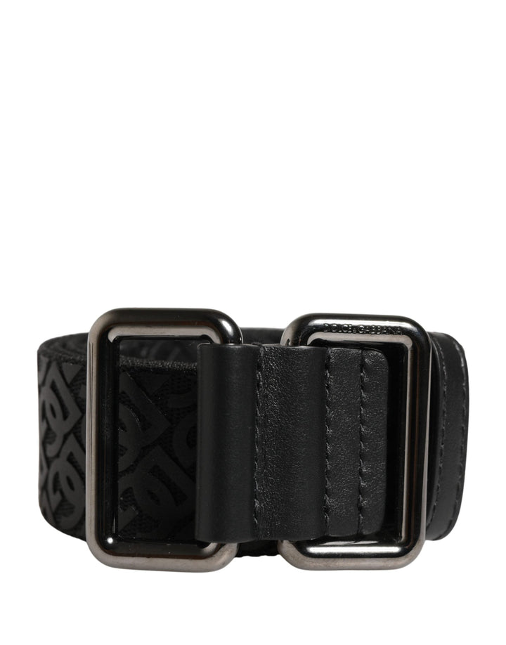 Dolce &amp; Gabbana Men Black Dg Logo Polyester Metal Buckle Belt