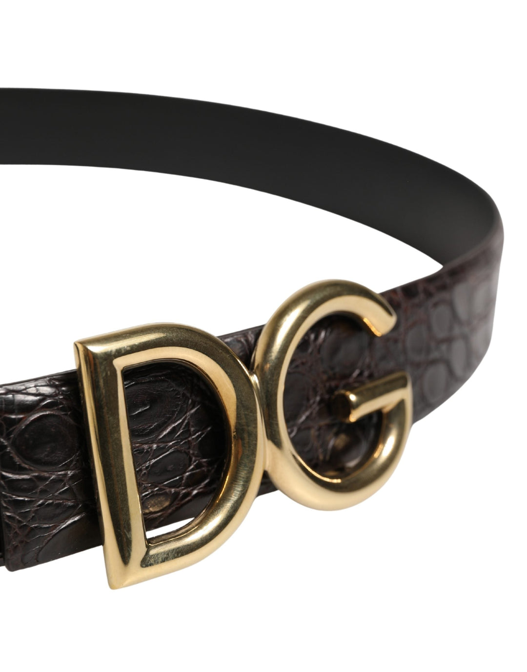 Dolce &amp; Gabbana Men Black Exotic Leather Logo Buckle Belt