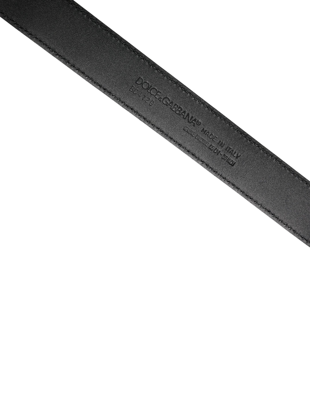 Dolce &amp; Gabbana Men Black Exotic Leather Logo Buckle Belt