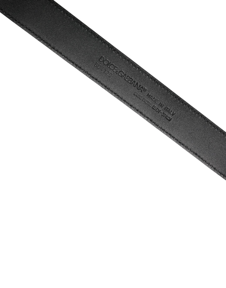 Dolce &amp; Gabbana Men Black Exotic Leather Logo Buckle Belt