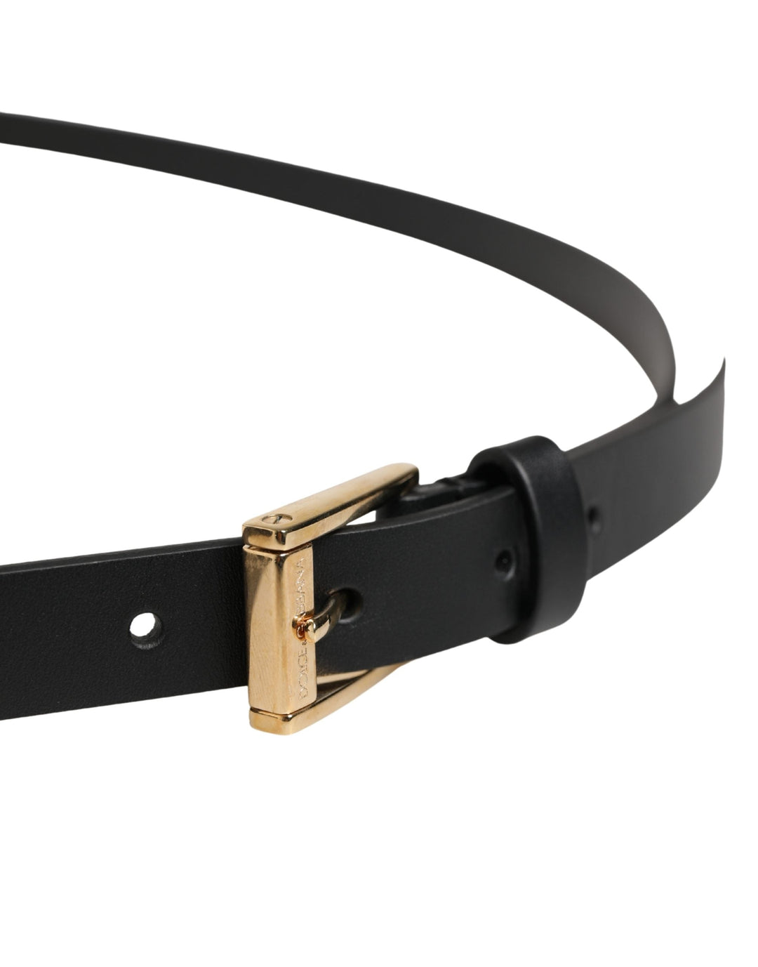 Dolce &amp; Gabbana Men Black Leather Classic Metal Buckle Belt