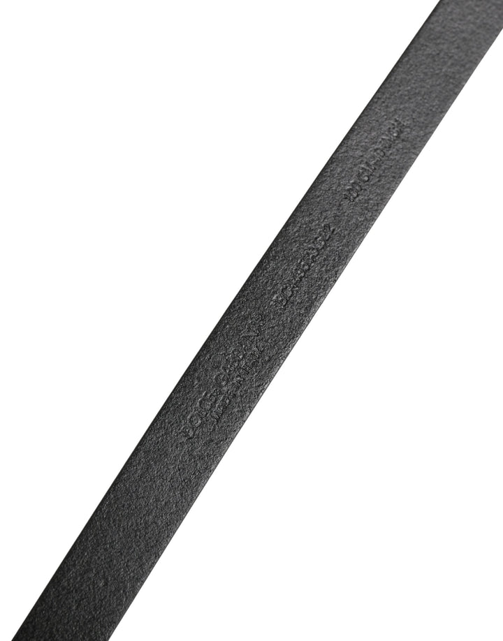 Dolce &amp; Gabbana Men Black Leather Classic Metal Buckle Belt