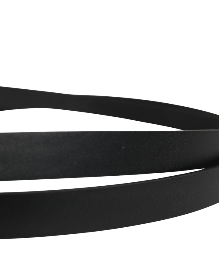 Dolce &amp; Gabbana Men Black Leather Classic Metal Buckle Belt