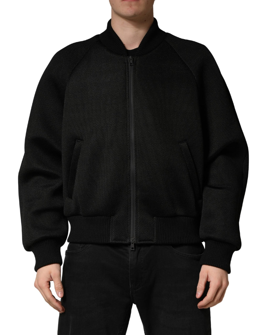 Men’s Dolce & Gabbana Men Black Nylon Full Zip Bomber Jacket