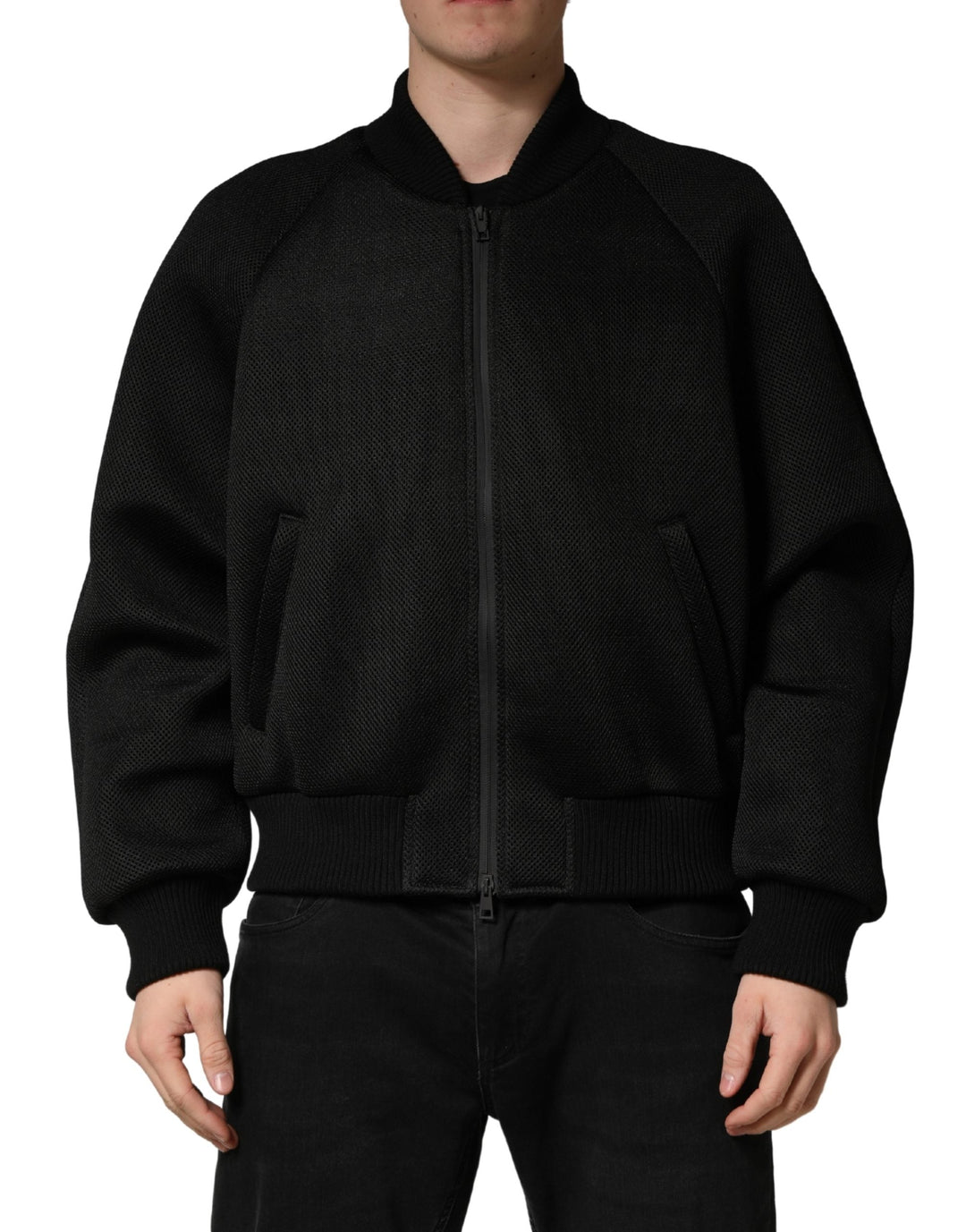 Men’s Dolce & Gabbana Men Black Nylon Full Zip Bomber Jacket