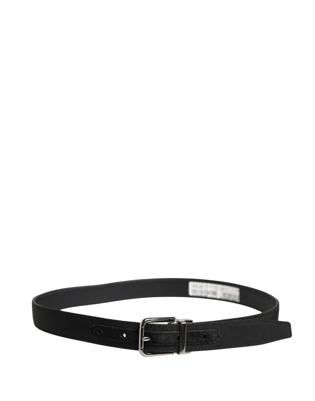 Dolce &amp; Gabbana Men Black Viscose Leather Metal Buckle Belt