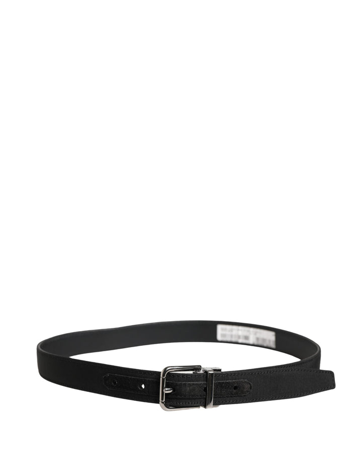Dolce &amp; Gabbana Men Black Viscose Leather Metal Buckle Belt