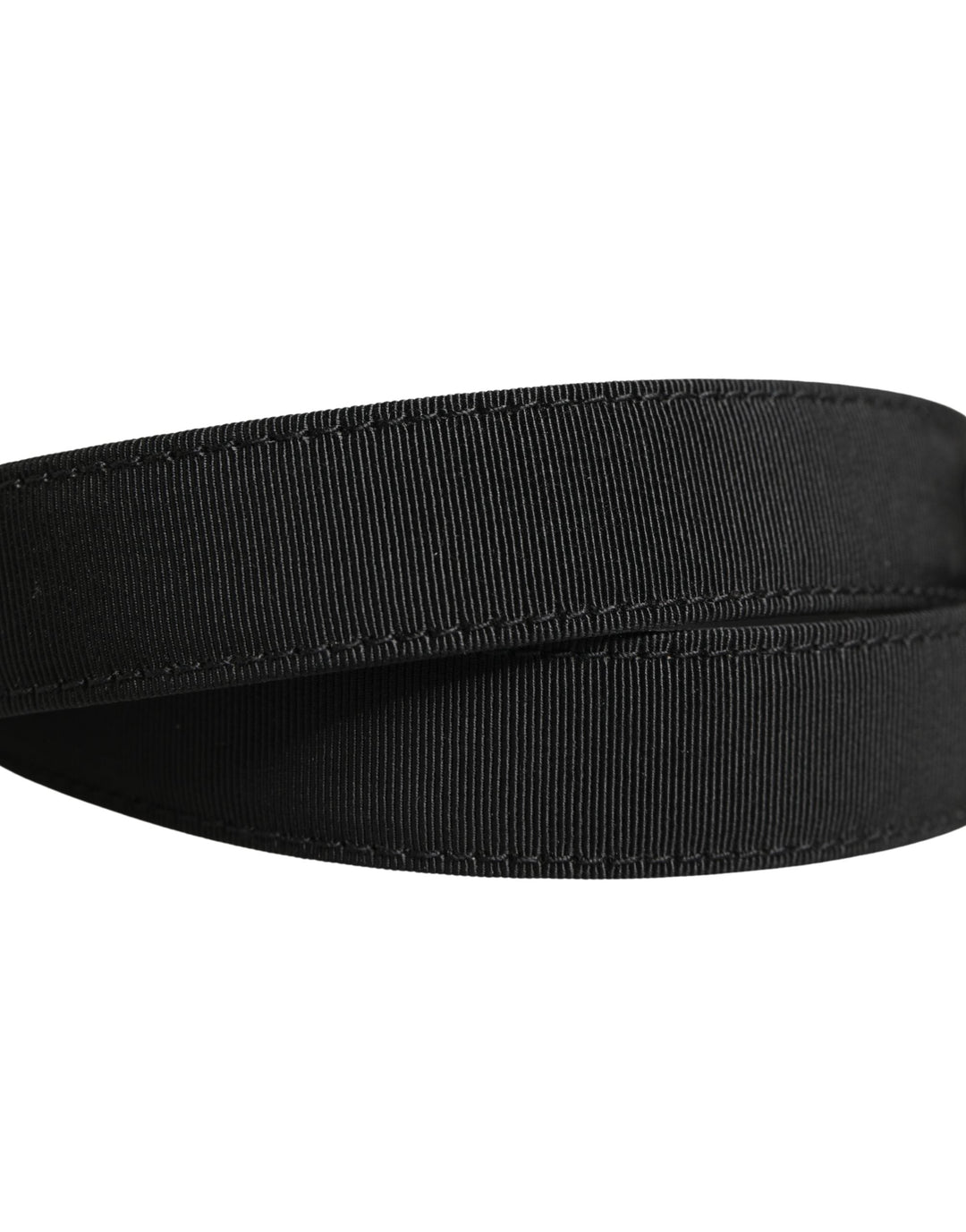 Dolce &amp; Gabbana Men Black Viscose Leather Metal Buckle Belt