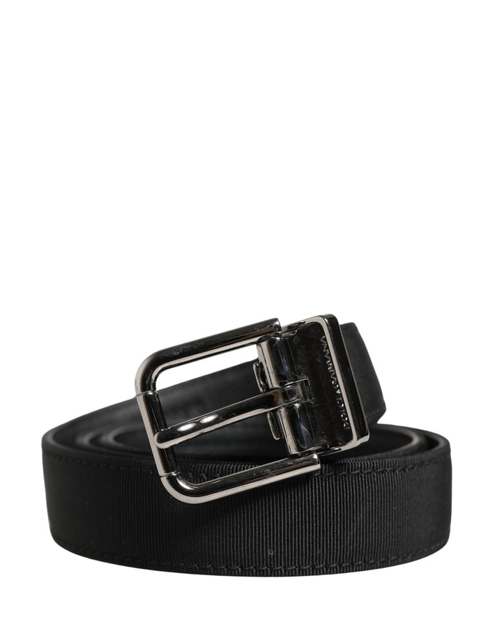 Dolce &amp; Gabbana Men Black Viscose Leather Metal Buckle Belt