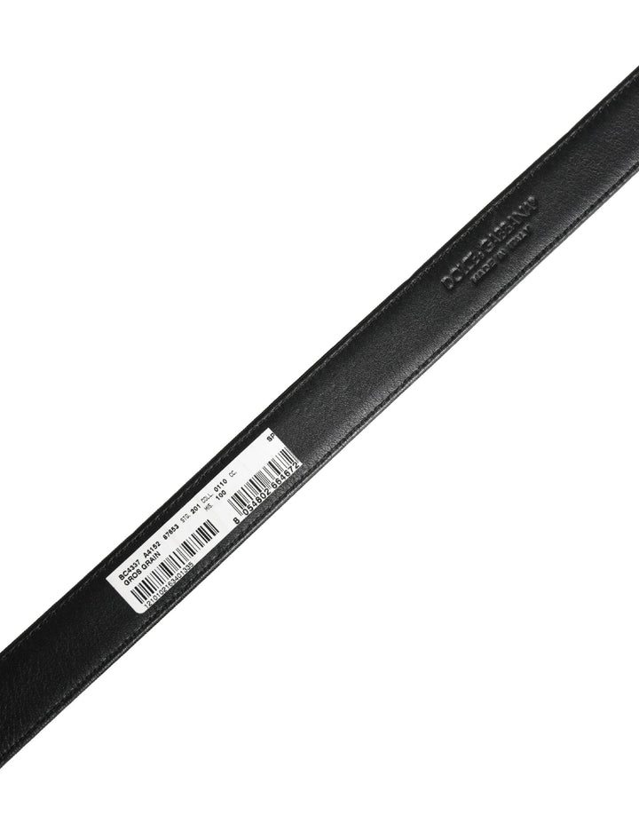 Dolce &amp; Gabbana Men Black Viscose Leather Metal Buckle Belt