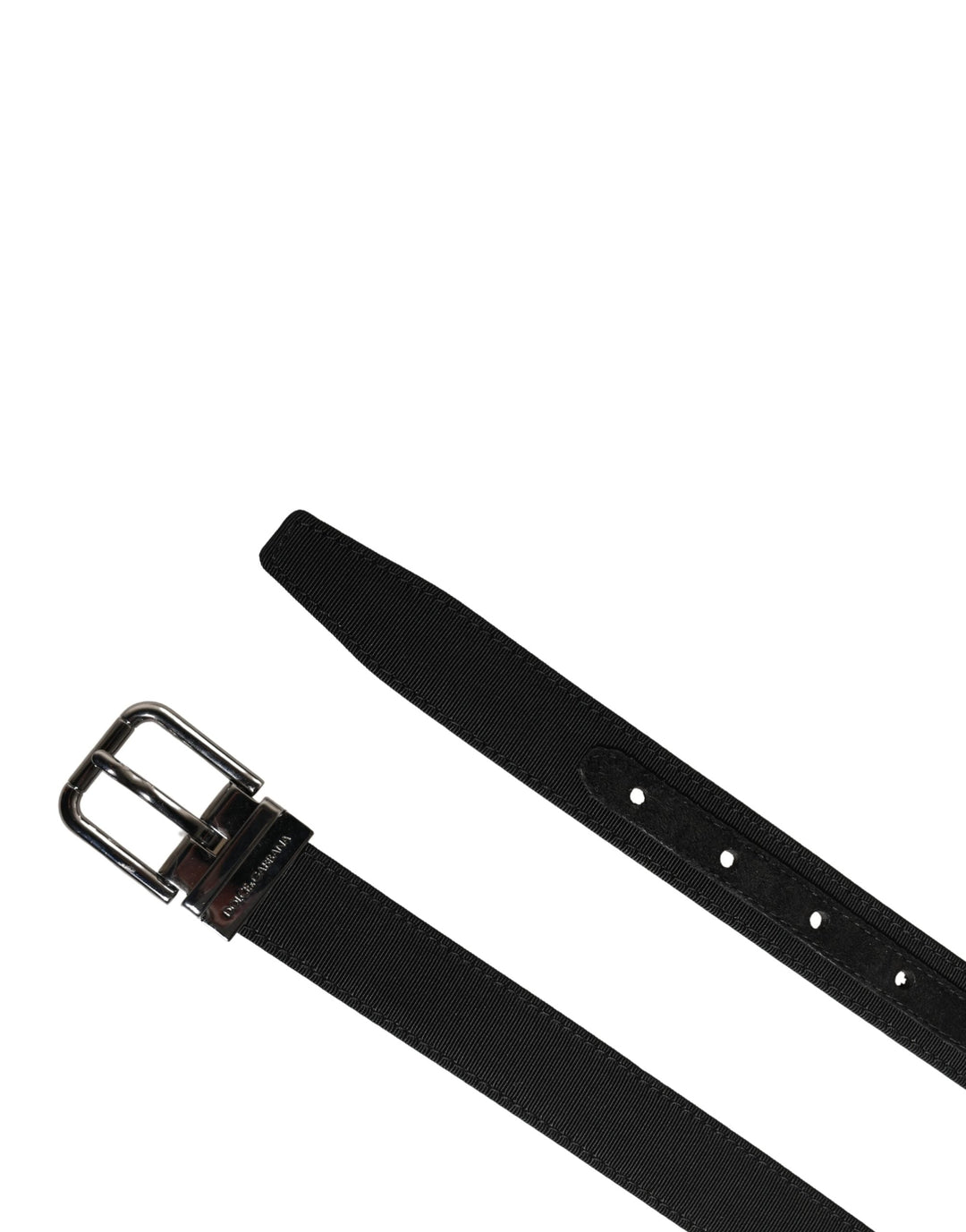 Dolce &amp; Gabbana Men Black Viscose Leather Metal Buckle Belt