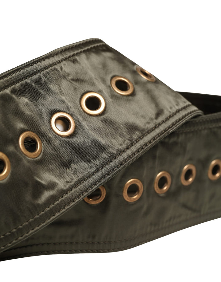 Dolce &amp; Gabbana Men Black Wide Leather Dg Metal Buckle Belt