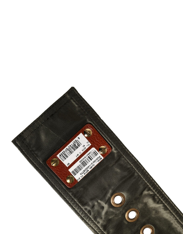 Dolce &amp; Gabbana Men Black Wide Leather Dg Metal Buckle Belt