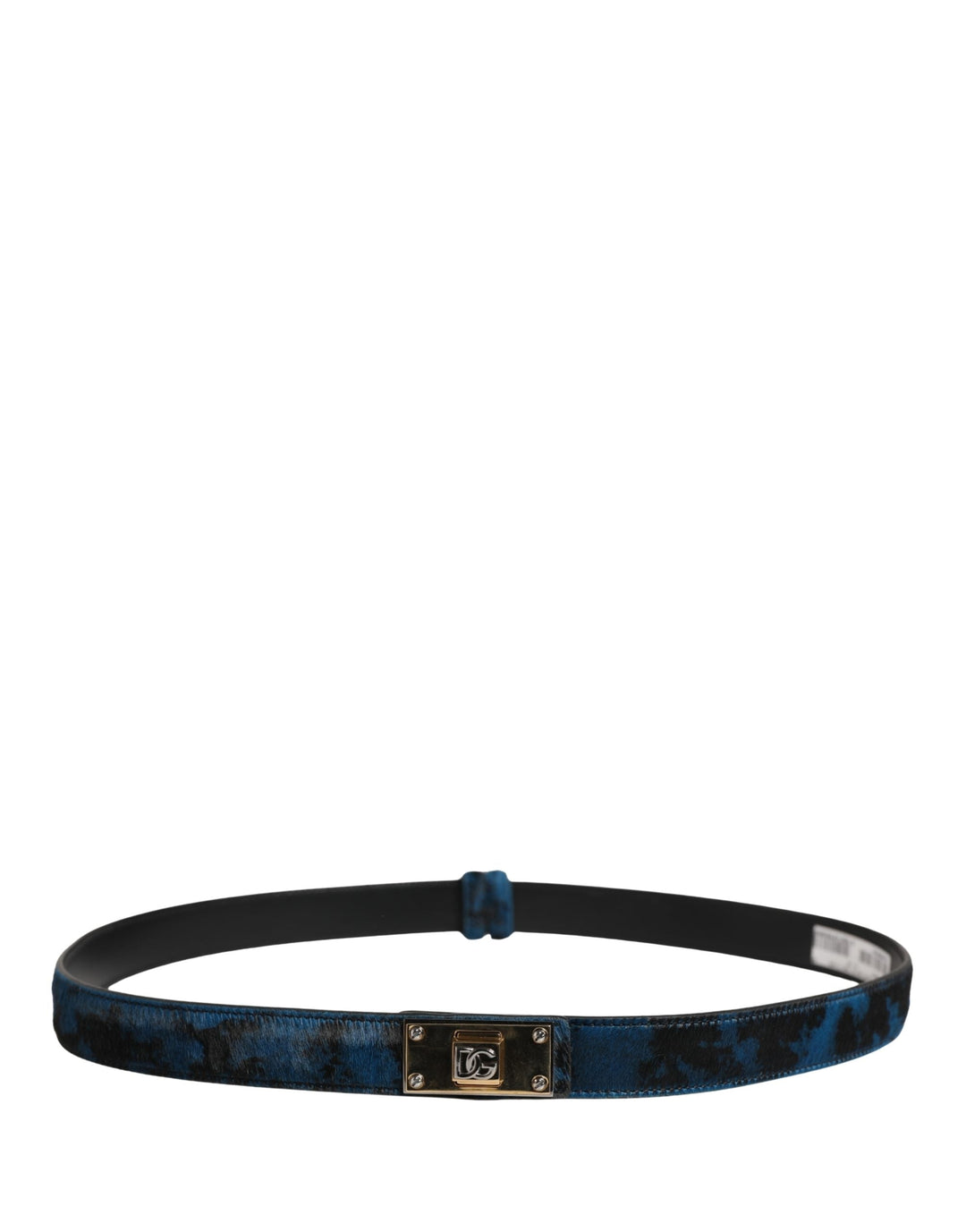 Dolce &amp; Gabbana Men Blue Calf Leather Logo Metal Buckle Belt