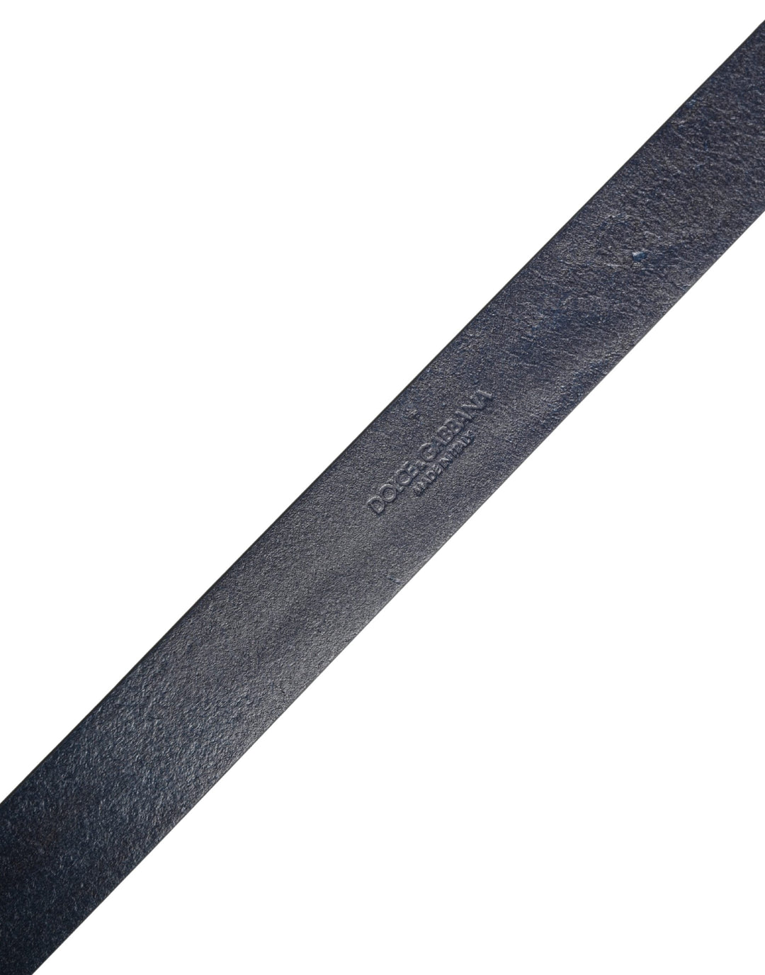 Dolce &amp; Gabbana Men Blue Calf Leather Logo Metal Buckle Belt