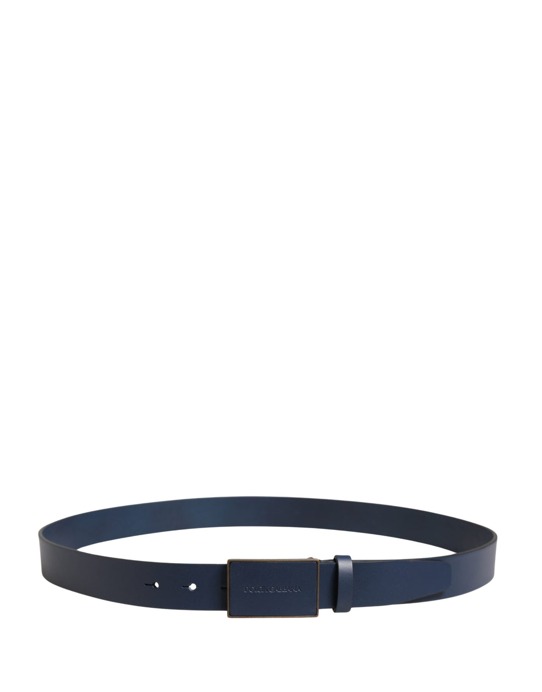 Dolce &amp; Gabbana Men Blue Calf Leather Logo Metal Buckle Belt