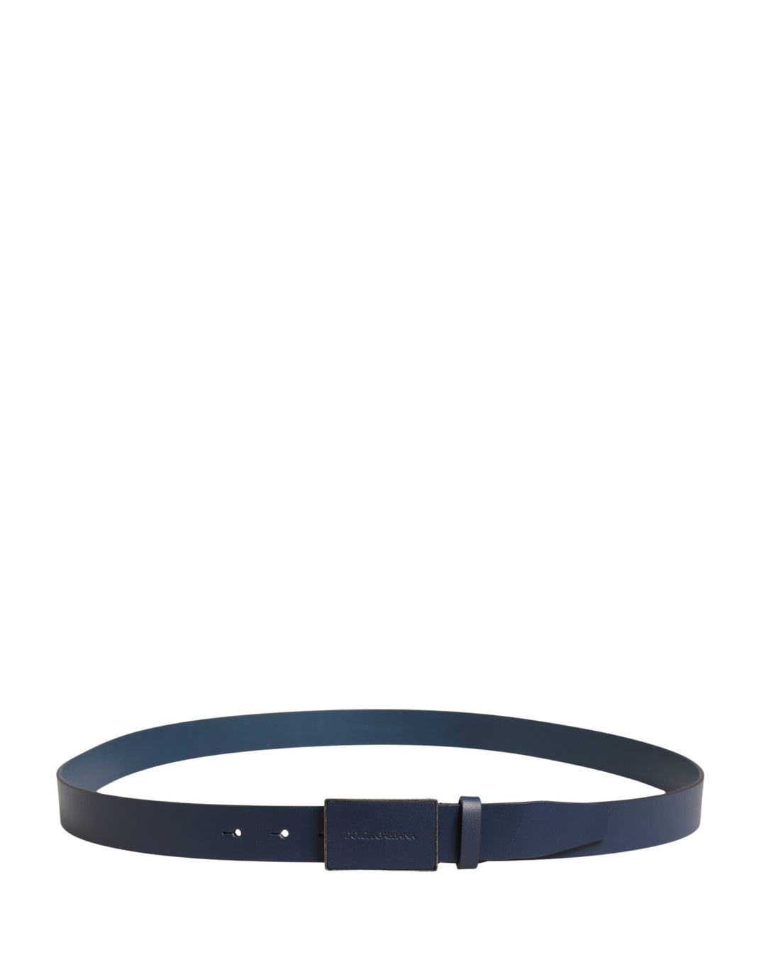 Dolce &amp; Gabbana Men Blue Calf Leather Logo Metal Buckle Belt