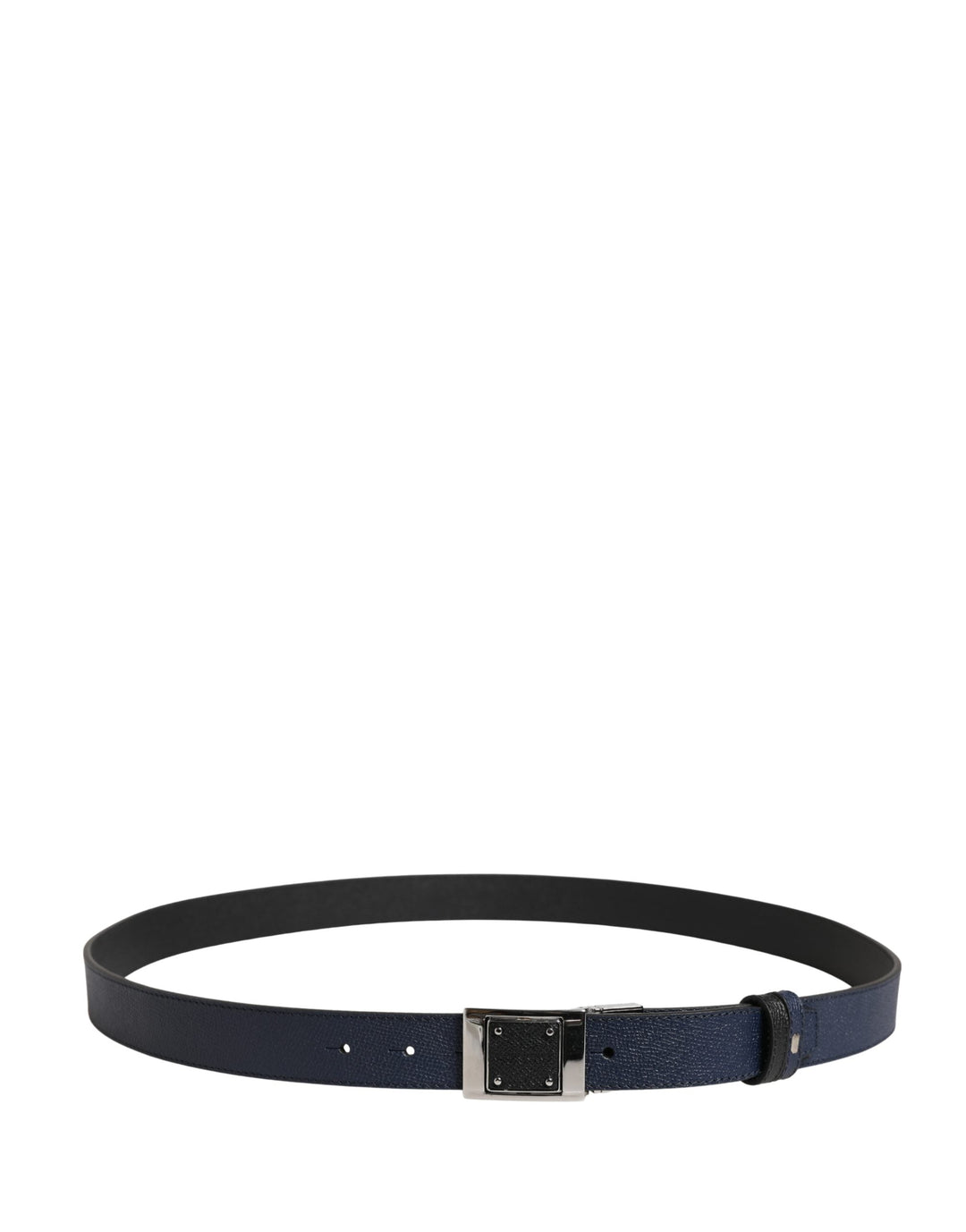 Dolce &amp; Gabbana Men Blue Calfskin Leather Square Buckle Belt