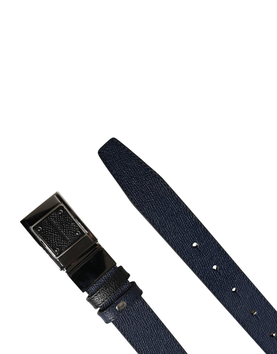 Dolce &amp; Gabbana Men Blue Calfskin Leather Square Buckle Belt