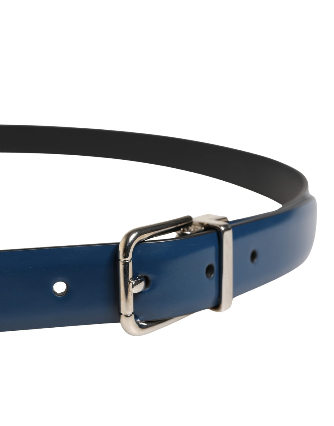 Dolce &amp; Gabbana Men Blue Classic Leather Metal Buckle Belt