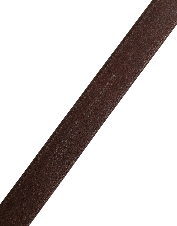 Dolce &amp; Gabbana Men Brown Classic Leather Metal Buckle Belt
