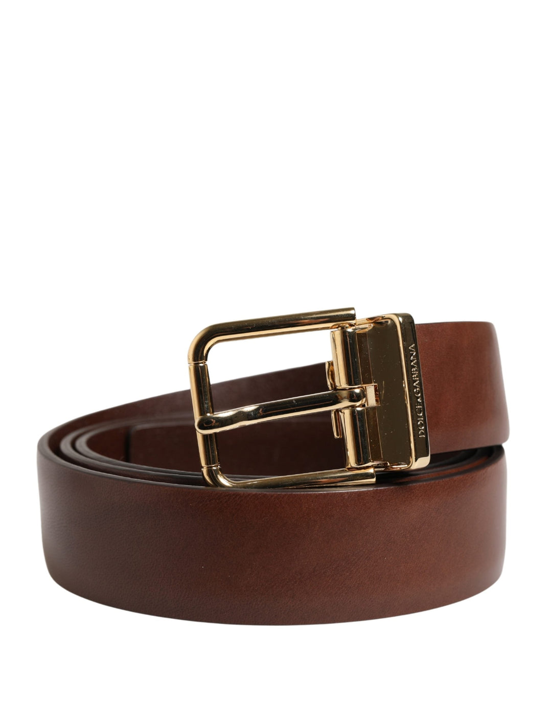 Dolce &amp; Gabbana Men Brown Classic Leather Metal Buckle Belt