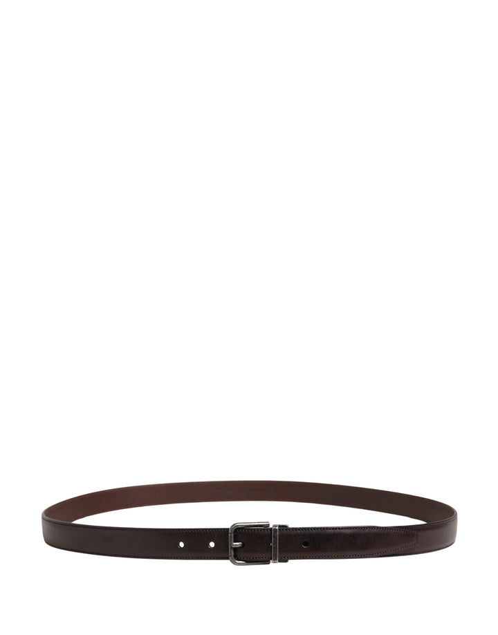 Dolce &amp; Gabbana Men Brown Classic Leather Metal Buckle Belt