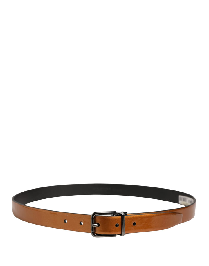 Dolce &amp; Gabbana Men Brown Classic Leather Metal Buckle Belt