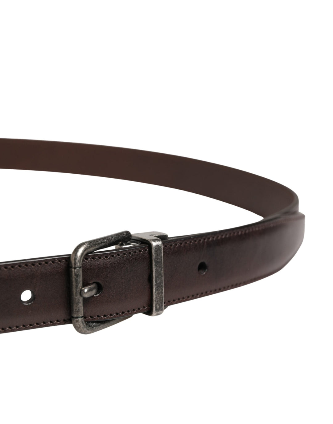 Dolce &amp; Gabbana Men Brown Classic Leather Metal Buckle Belt