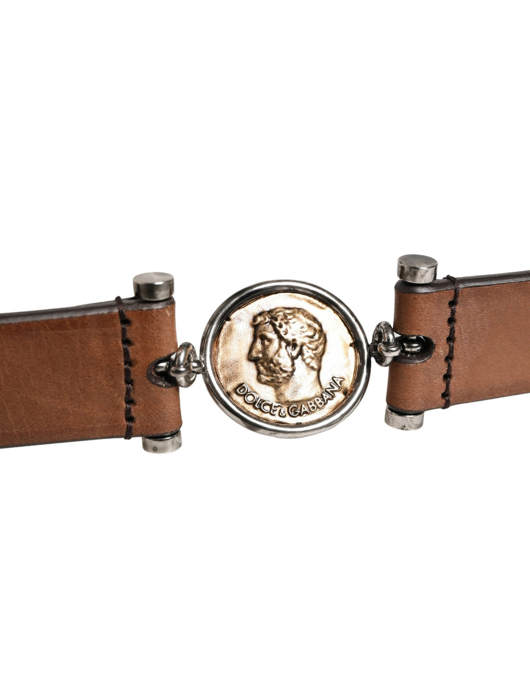 Dolce &amp; Gabbana Men Brown Classic Leather Metal Buckle Belt