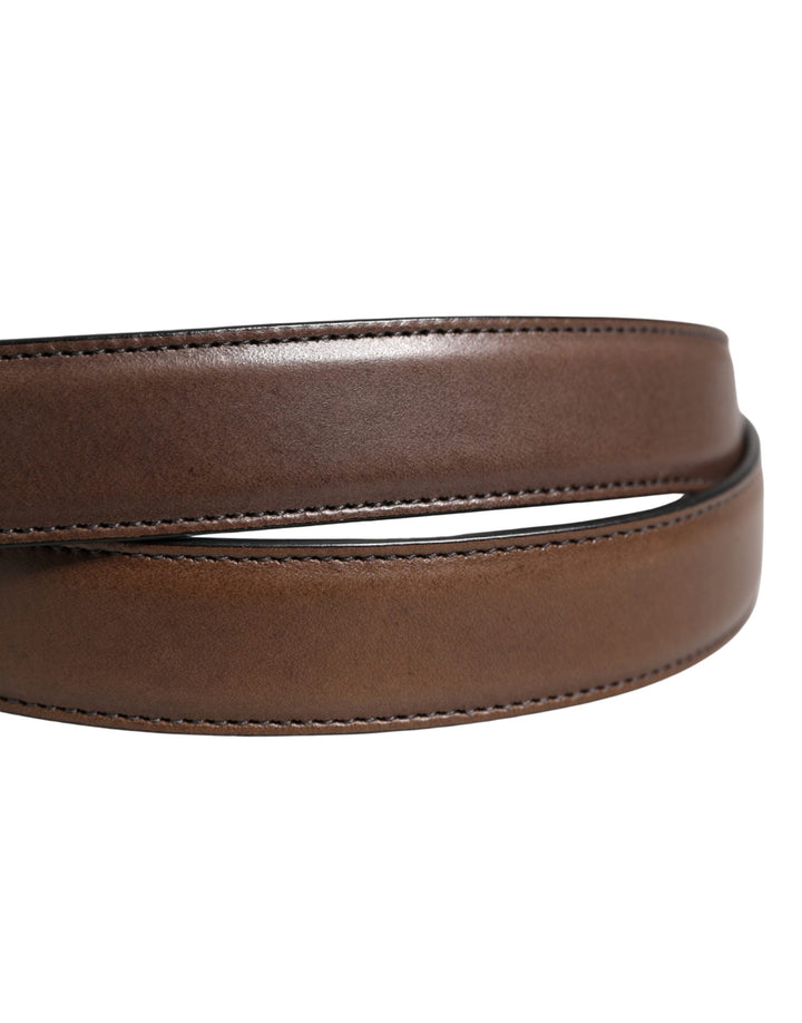Dolce &amp; Gabbana Men Brown Classic Leather Metal Buckle Belt