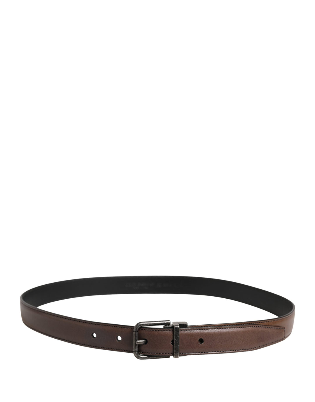 Dolce &amp; Gabbana Men Brown Classic Leather Metal Buckle Belt