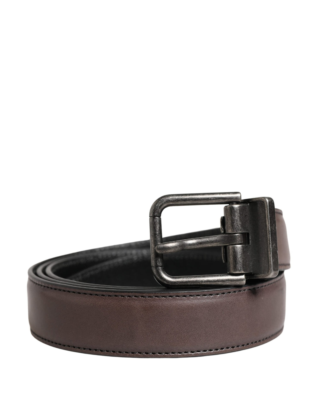 Dolce &amp; Gabbana Men Brown Classic Leather Metal Buckle Belt