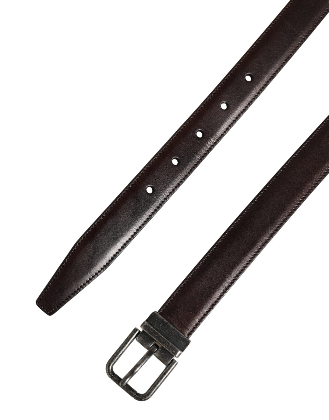 Dolce &amp; Gabbana Men Brown Classic Leather Metal Buckle Belt