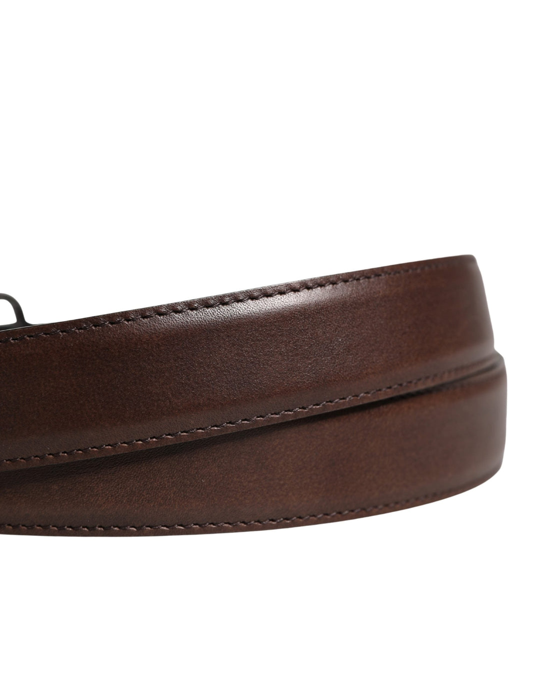 Dolce &amp; Gabbana Men Brown Classic Leather Metal Buckle Belt