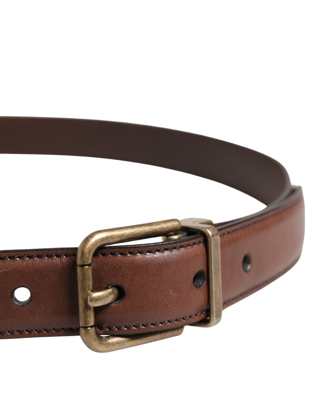 Dolce &amp; Gabbana Men Brown Classic Leather Metal Buckle Belt