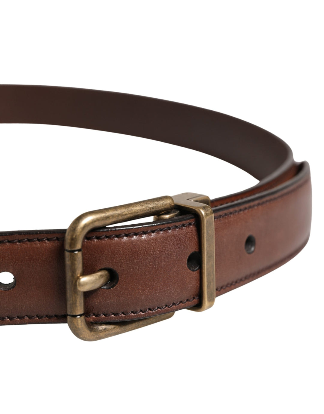 Dolce &amp; Gabbana Men Brown Classic Leather Metal Buckle Belt