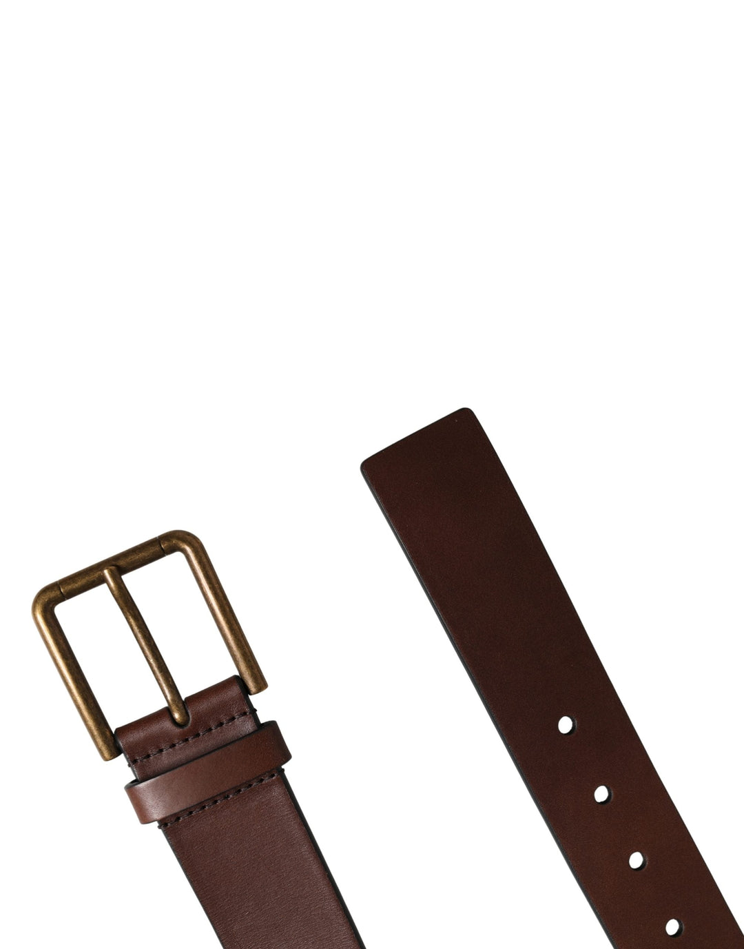 Dolce &amp; Gabbana Men Brown Classic Leather Metal Buckle Belt